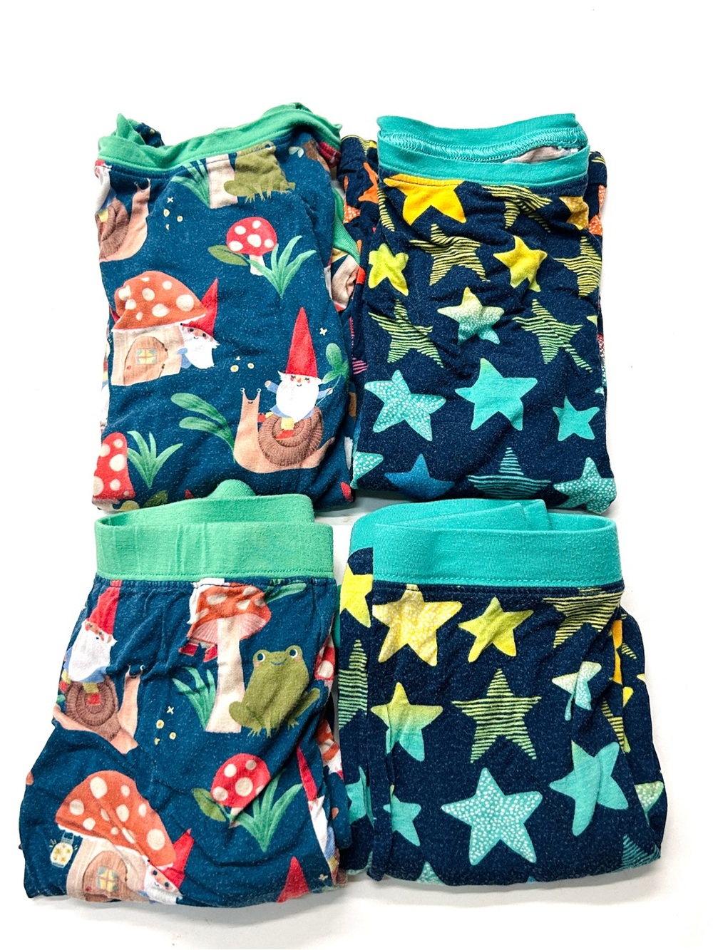Little Sleepies Rainbow Shades of Stars Forest Gnomes Pajama Bundle Set Bamboo